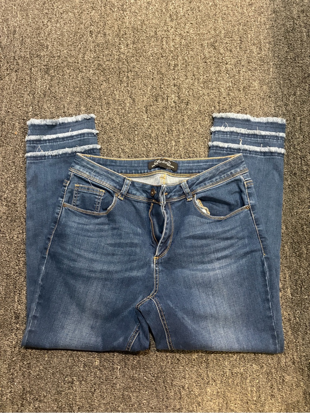 Charlies Blue Distressed Ankle Crop Jeans